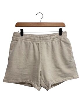 Frank and Oak Women's Cream Elastic-Waist Athletic Shorts Organic Cotton